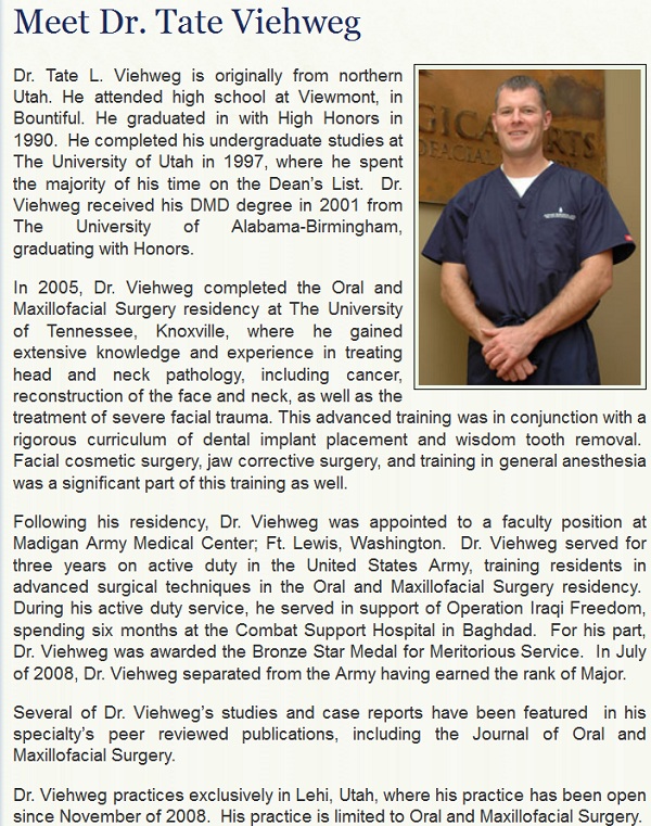 Oral surgeon Tate Viehweg website