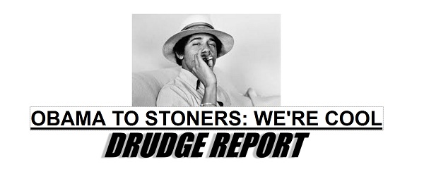 Drudge Screencap: Obama Cool to Non-enforcement of Marijuana Laws
