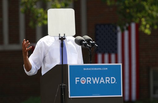 Obama speaking behind teleprompter
